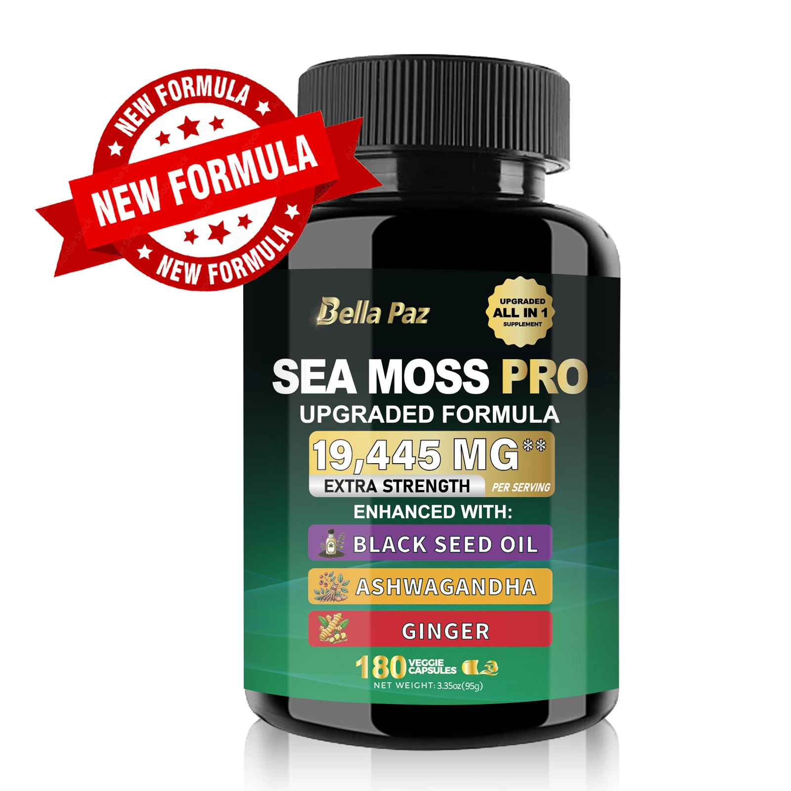 BellaPaz MagicMoss Max 16-in-1: Sea Moss, Ashwagandha, Black Seed & More in One Capsule for Comprehensive Health Support