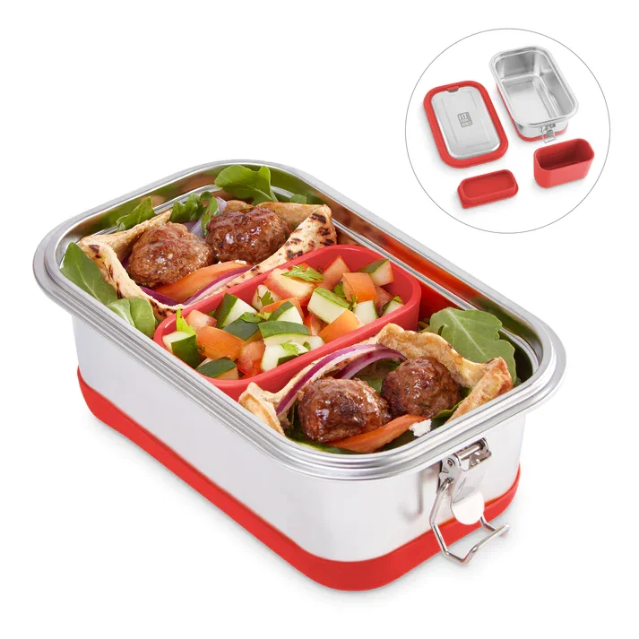 

Authentic Chef Kevin Curry Premium Stainless Steel Leak-Proof Lunch Box, Convenient Portable & Insulated - Red