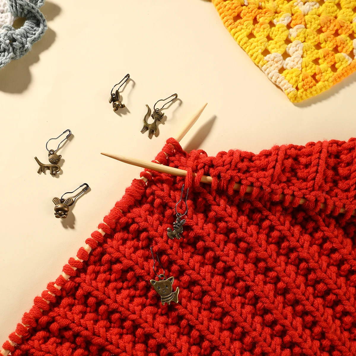糸織り用の金属ステッチマーカー、手作りDIY編み物、レトロな - Stitch Marker Ring のレビューと価格