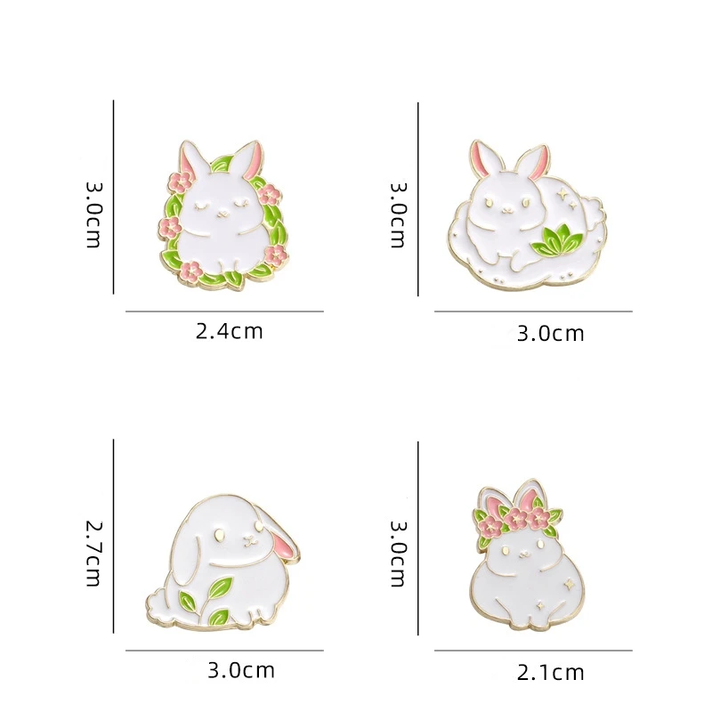 Cute Cartoon White Rabbit Enamel Brooch Creative Sweet Animal Lapel Pin Badge Backpack Clothing Hat Accessories