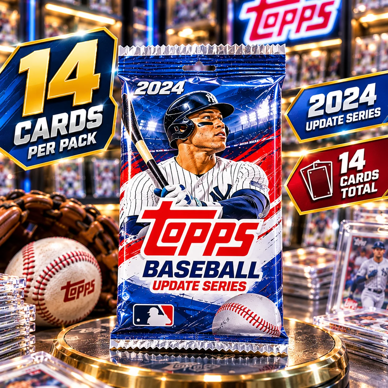 2024 Topps Baseball Update Series Retail Pack, 14 Cards Per Pack, Collectible Baseball Sports Trading Cards for Card Opening, Trading, Baseball Card Collecting, Set Building, Binder Storage & Holiday Gifts