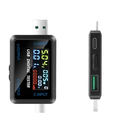 DC 4.5-36V 전압계 디지털 전압 전류 및 용량 테스터, 전류계 감지기 보조배터리, USB C 타입 충전기 인터페이스