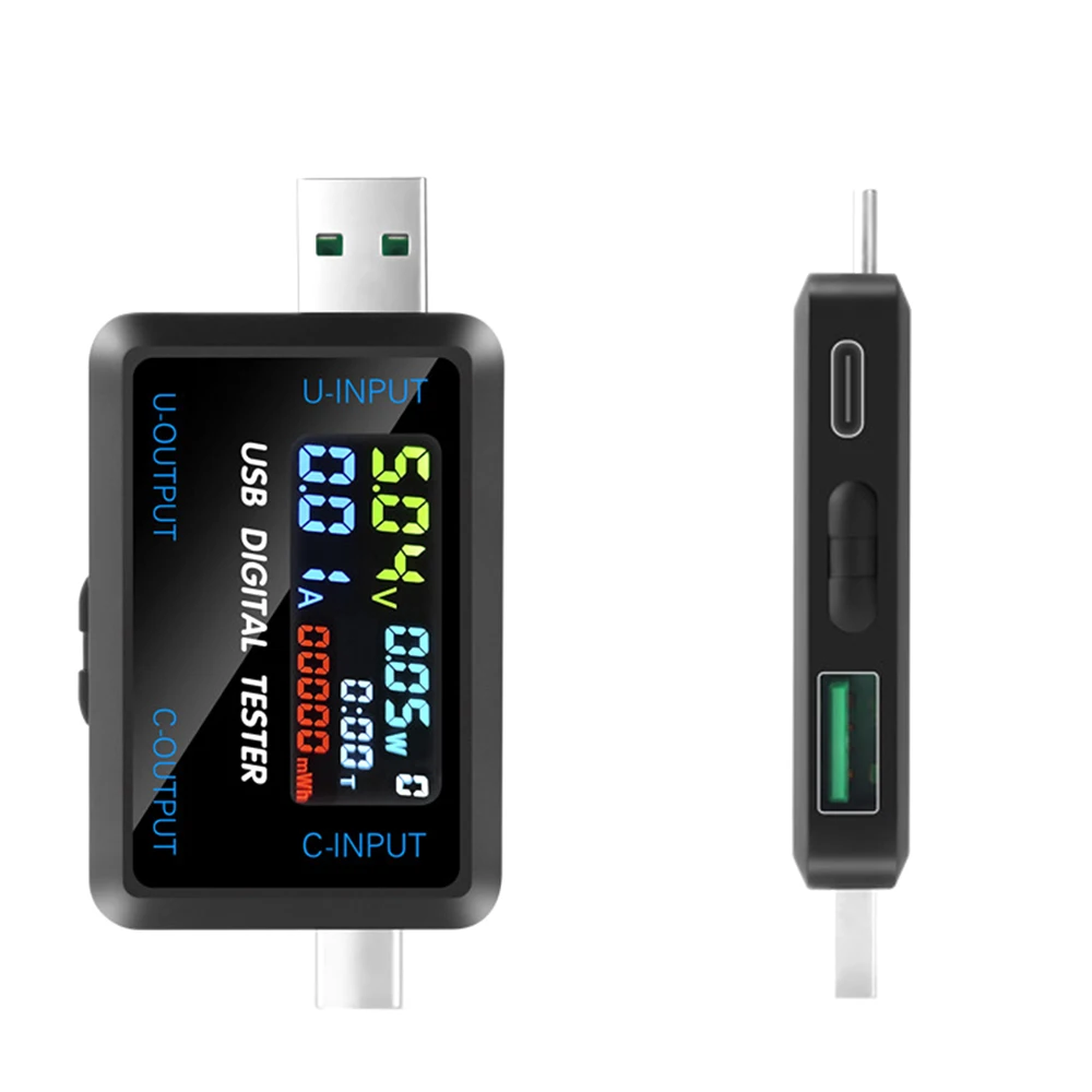 Testador de Capacidade e Corrente de Tensão Digital Interface Usb tipo c do Carregador Detector de Amperímetro Banco de Potência dc 4.536v