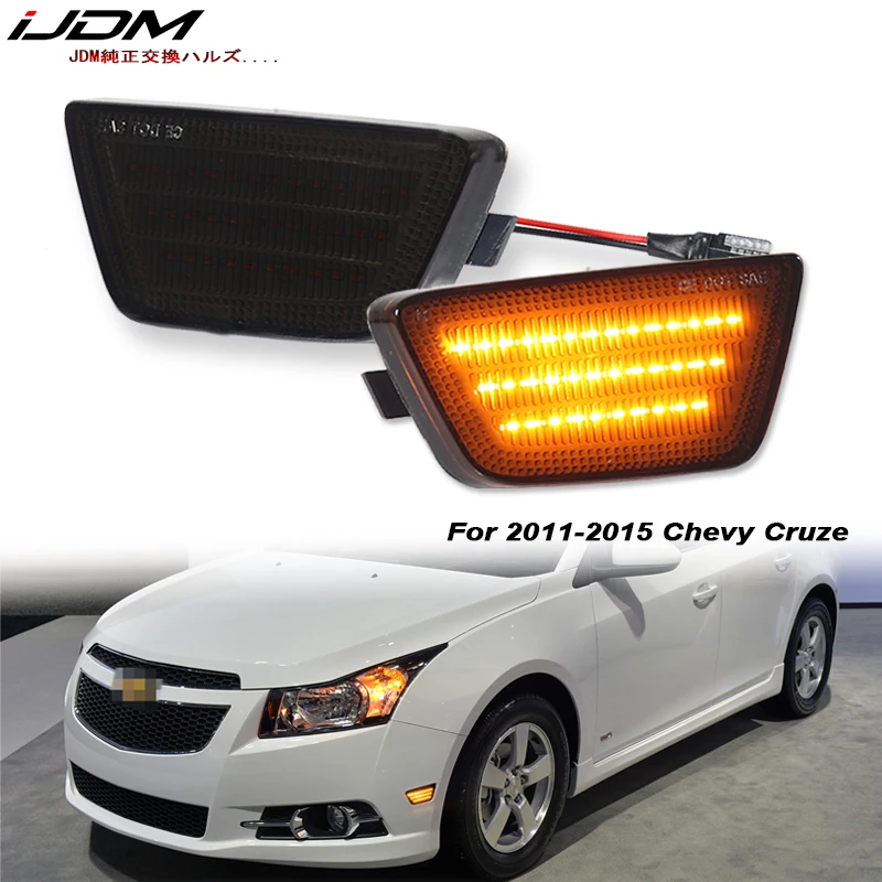 iJDM Front Bumper Amber/White Full LED Side Marker Lights For 2011-2015 Chevrolet Cruze Parking Light/ Turn Signal Light 12V