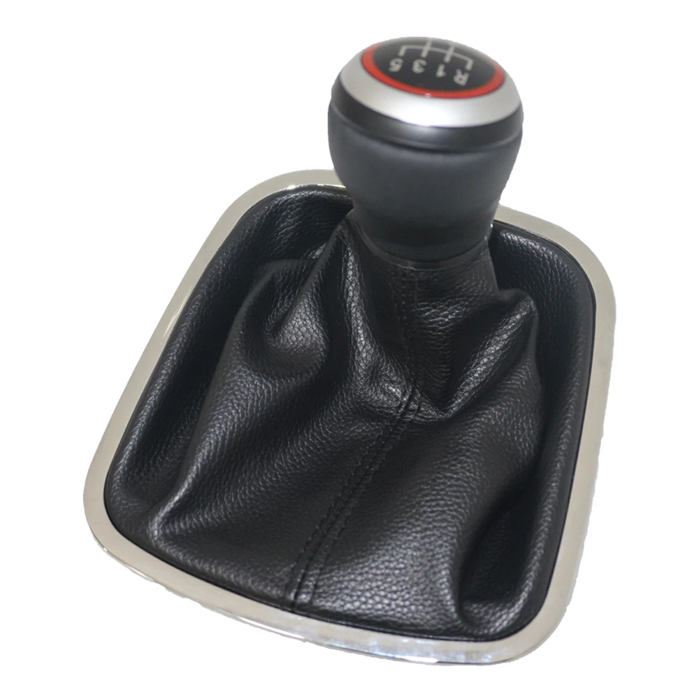 5 Speed Car Shift Gear Knob With Chrome Leather Boot For VW Polo 6R Polo Sedan 2010 2011 2012 2013 2014 2015 2016 2017