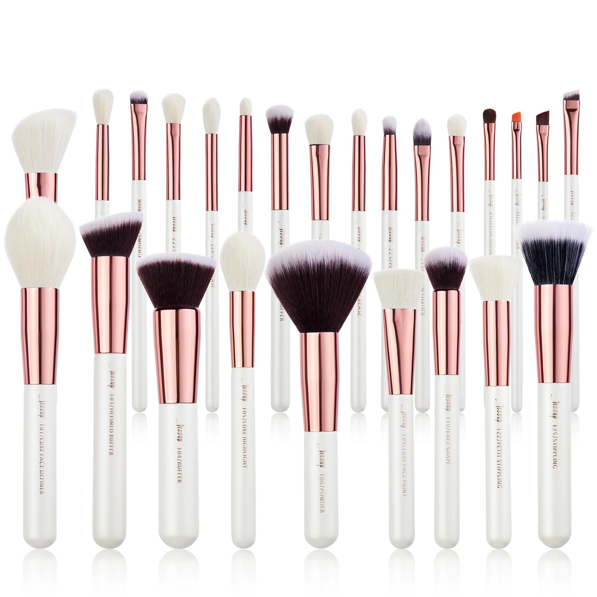Jessup 25pcs perii de machiaj profesionist set machiaj perii unelte kit fundație set pulbere farduri frumusețe perla alb t215
