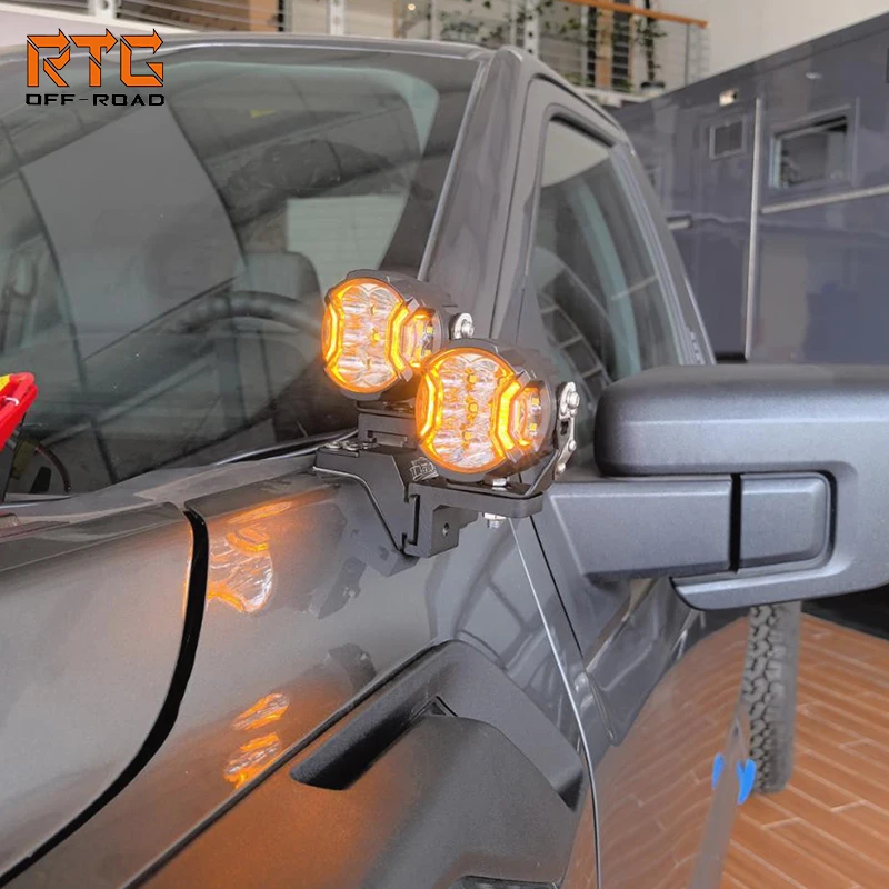 RTG Auxiliary Spotlight Bracket for Ford Third-generation F-150 2021-2025 Bracket Hood Light Stand Light Base Hood Light Mount