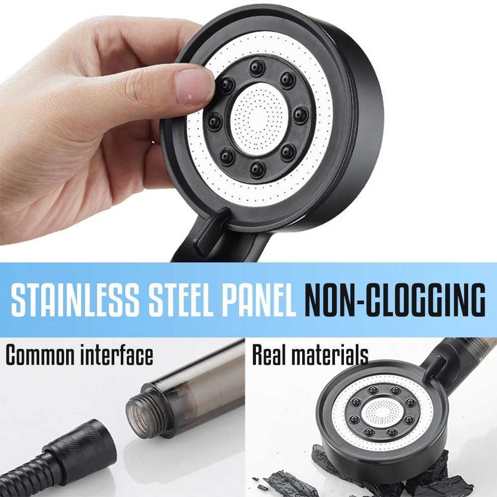 High Pressure Shower Head Set 5 Jet Modes Adjustable Shower Head with Filter Large Water Flow Spray Bathroom Accessories