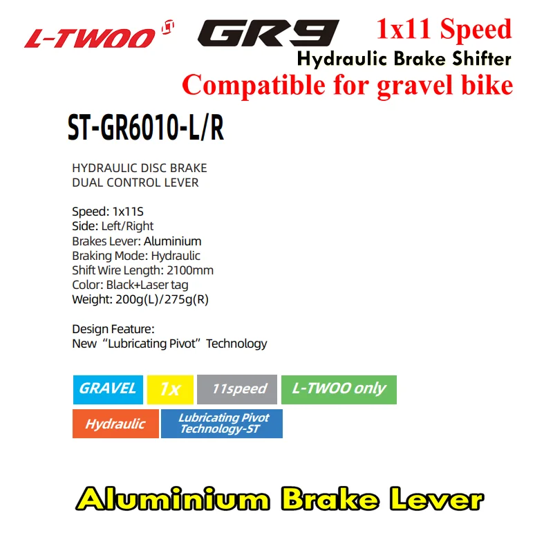 LTWOO-Gravel Bike GR9 1x11s hydraulischer Bremsschalthebel, 1x11 Geschwindigkeit, Legierungshebel, hydraulischer Scheibenschalter, GR9-Schalthebel Legierung 1x11V – Detail 1