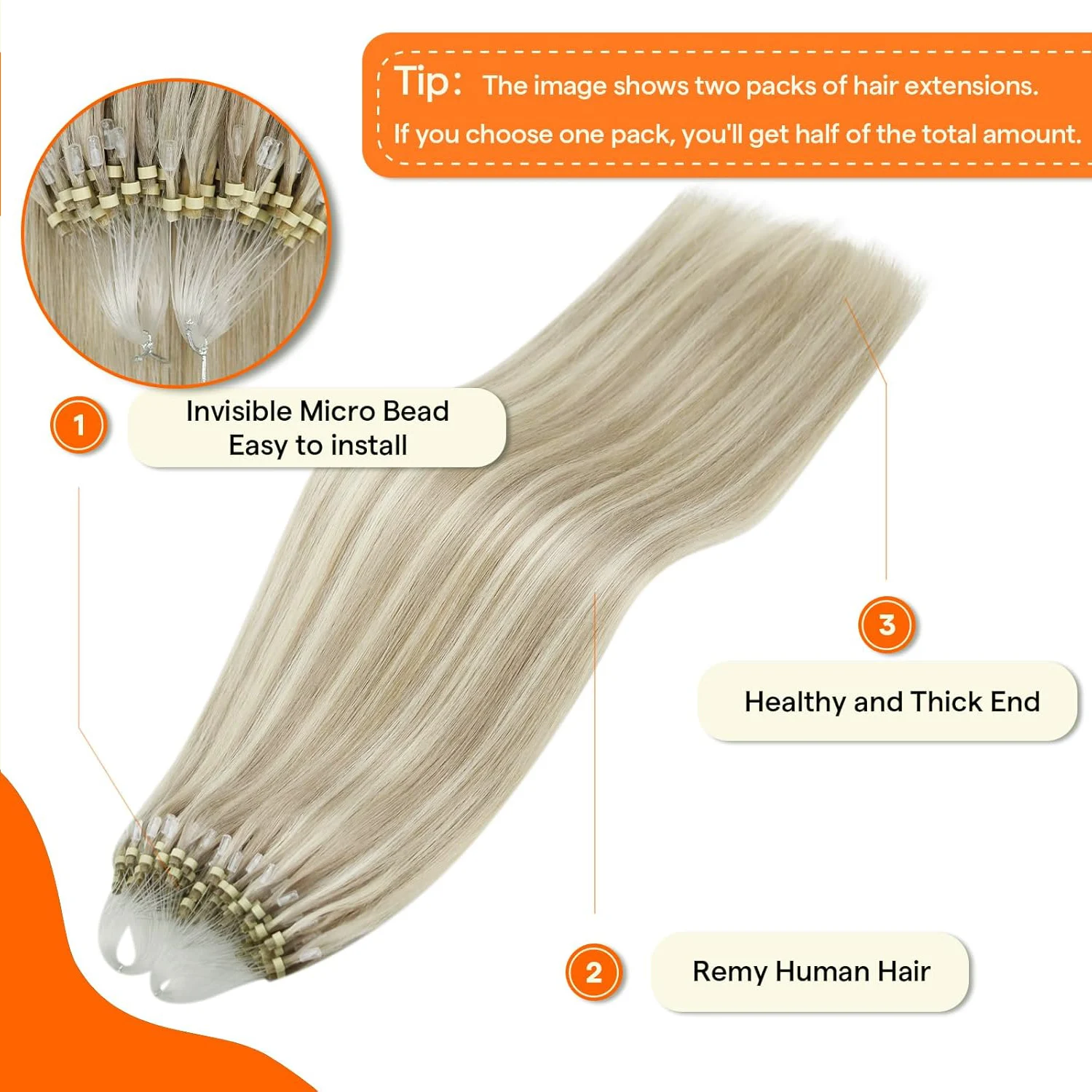 Microlink Hair Extensions Human Hair Micro Bead Hair Extensions Real Human Hair  Cold Fusion Invisible Micro Loop No Glue Needed