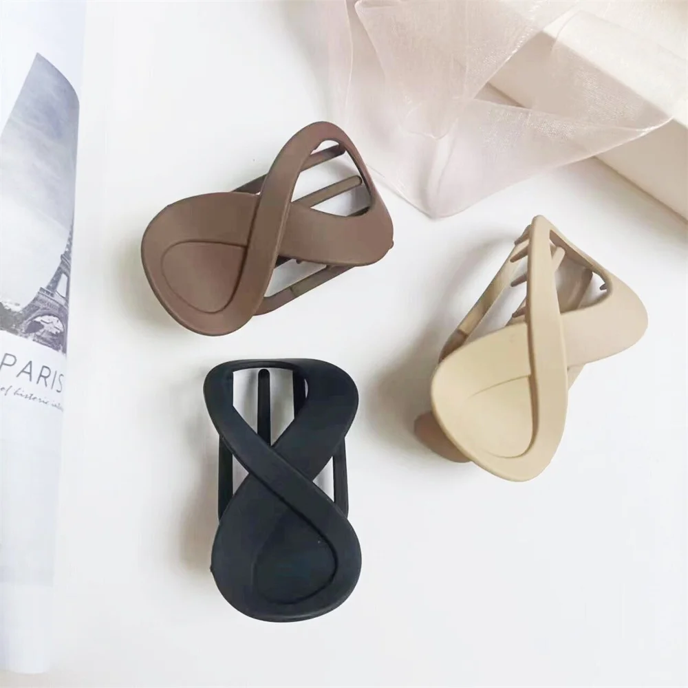 3 قطع/مجموعة مشابك شعر أنيقة غير لامعة من الأكريليك - إكسسوارات شعر بلاستيكية كبيرة الحجم بلون سادة للجنسين للشعر السميك والرقيق