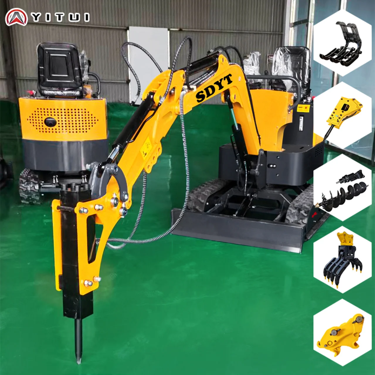 

Разнообразие вспомогательных инструментов можно заменить. Боковая поворотная рукоятка мини-экскаватора для поддержки индивидуального мини-экскаватора.