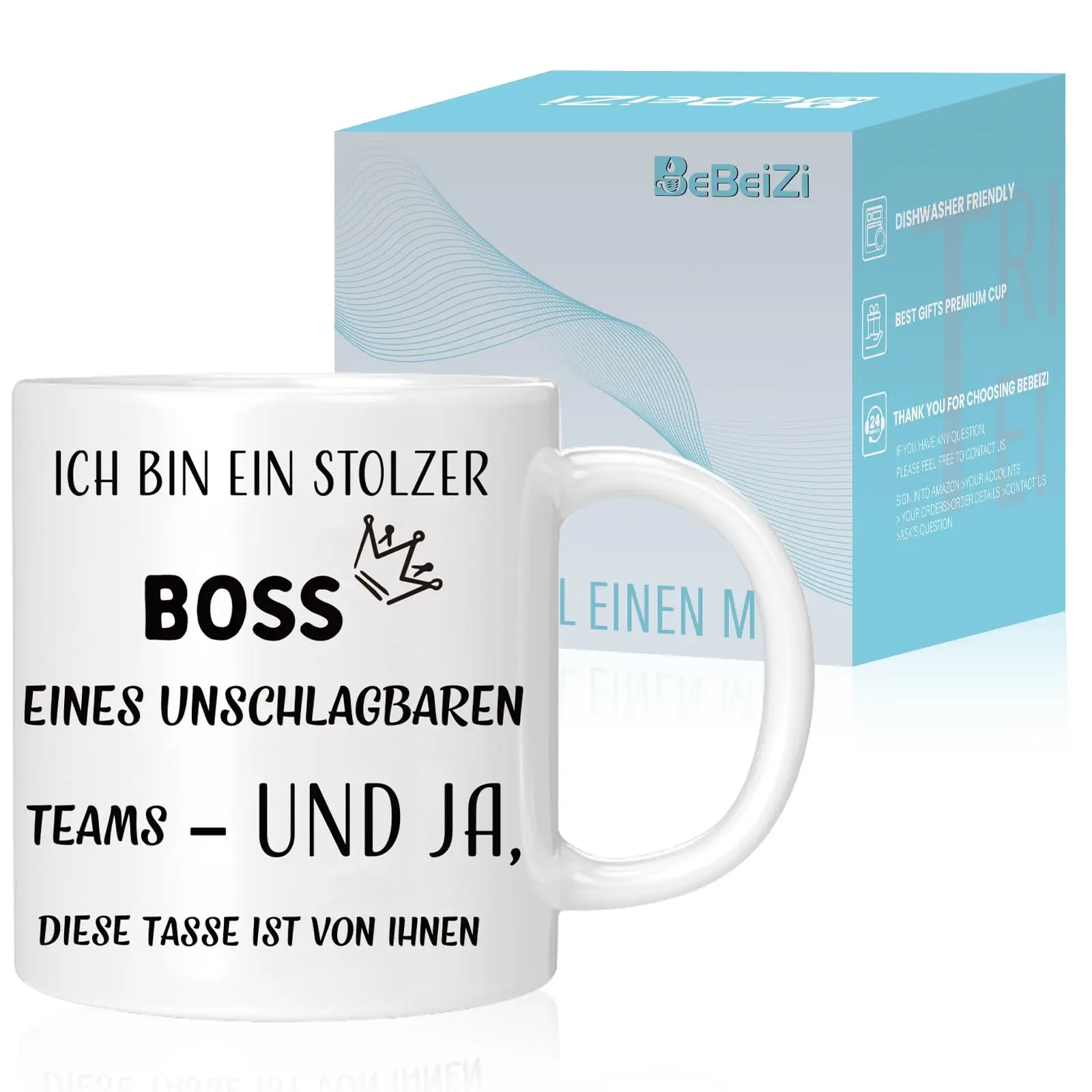 Boss Tasse Geschenk für Chef Chefin – Lustige Kaffeetasse „Stolzer Boss eines unschlagbaren Teams“ – Büro Geschenk Kollegen Dankeschön Führungskraft Chef Geschenk Idee