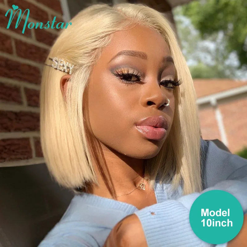 Monstar 613 Blonde13x6 Lace Frontal Wig Brazilian Remy Straight Human Hair Wig 13x4 Bob Wig Lace Front Human Hair Wigs for Women