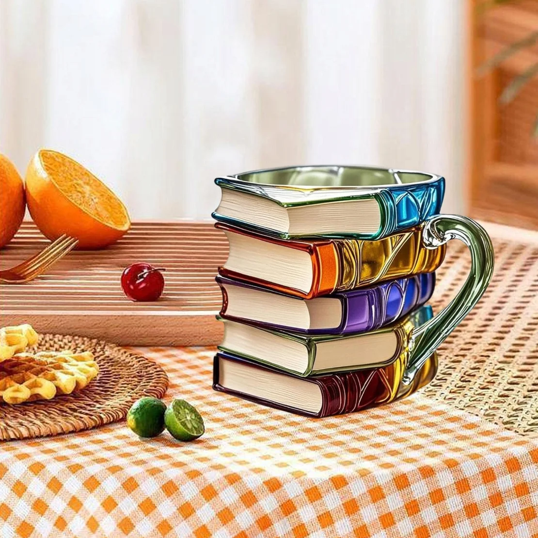 Künstlerisch bemalte Buchförmige Tasse |   Einzigartige Kaffeetassen-Dekoration