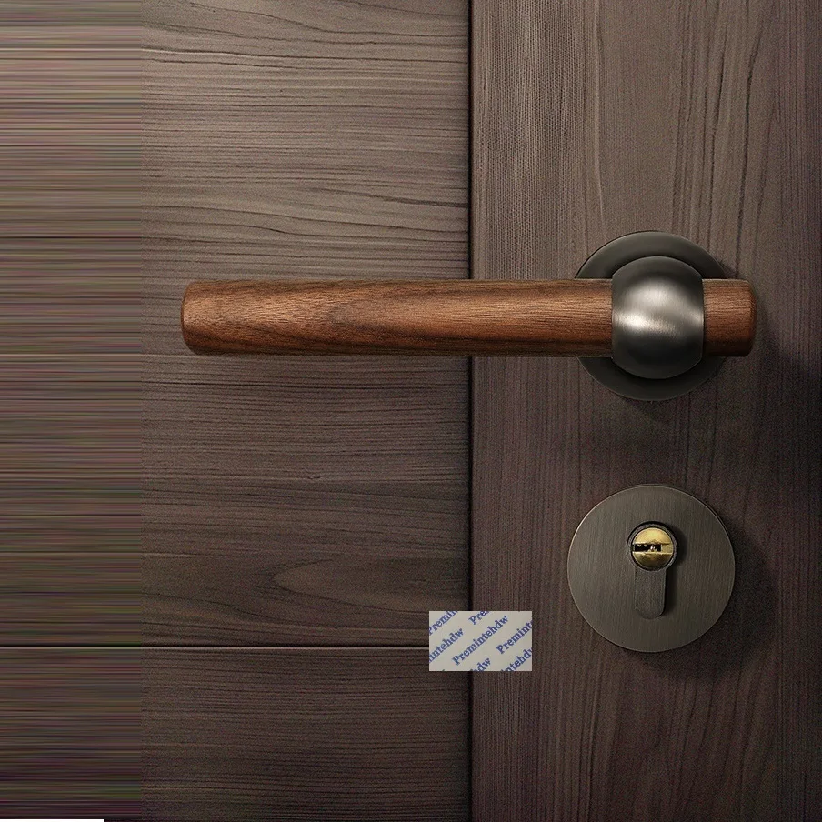 Zinc Rosette Lock With Solid Walnut Rod Handle Magnet Lockbody