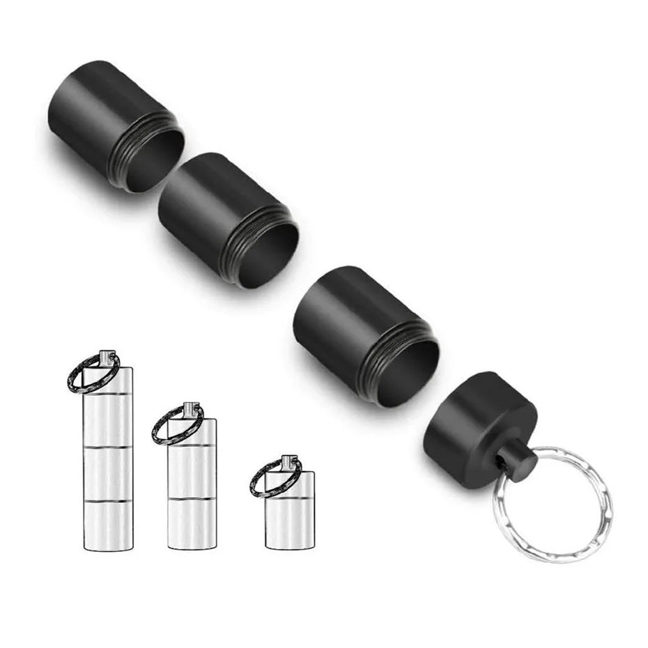 3 Grids Waterproof Aluminum Pill Box Case Keychain Storage Box Portable Outdoor Travel Medicine Container Bottle Case Holder