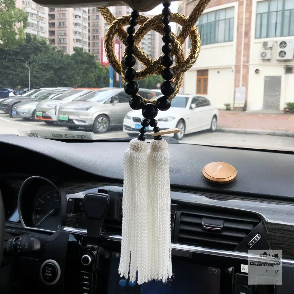 JDM – produit de jonction en cuir, corde Kin Tsuna, bois noir, ébène Fusa Kiku, nœud pour voiture, rétroviseur automobile, ornements de fixation