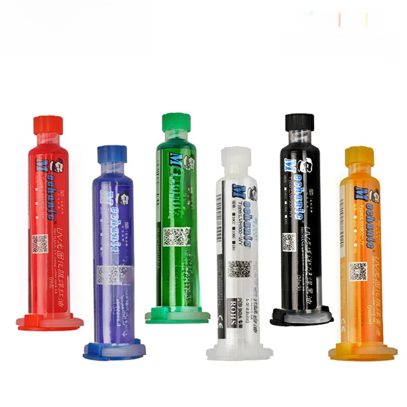 MECHANIC 6 Colors UV Curing Solder Mask Ink Welding Oil 10cc BGA PCB Paint Prevent Corrosive Arcing Soldering Paste Weld Flux