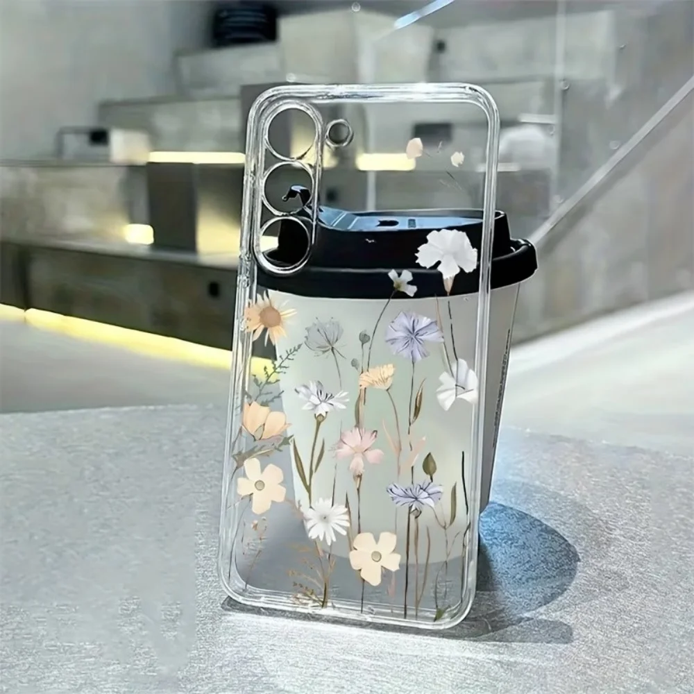 Luxury Transparent Phone Case For Samsung Galaxy S26 S25 S24 S23 S22 S21 S20 Ultra FE S10 Lite S9 S8 Plus S10e Flowers Cover