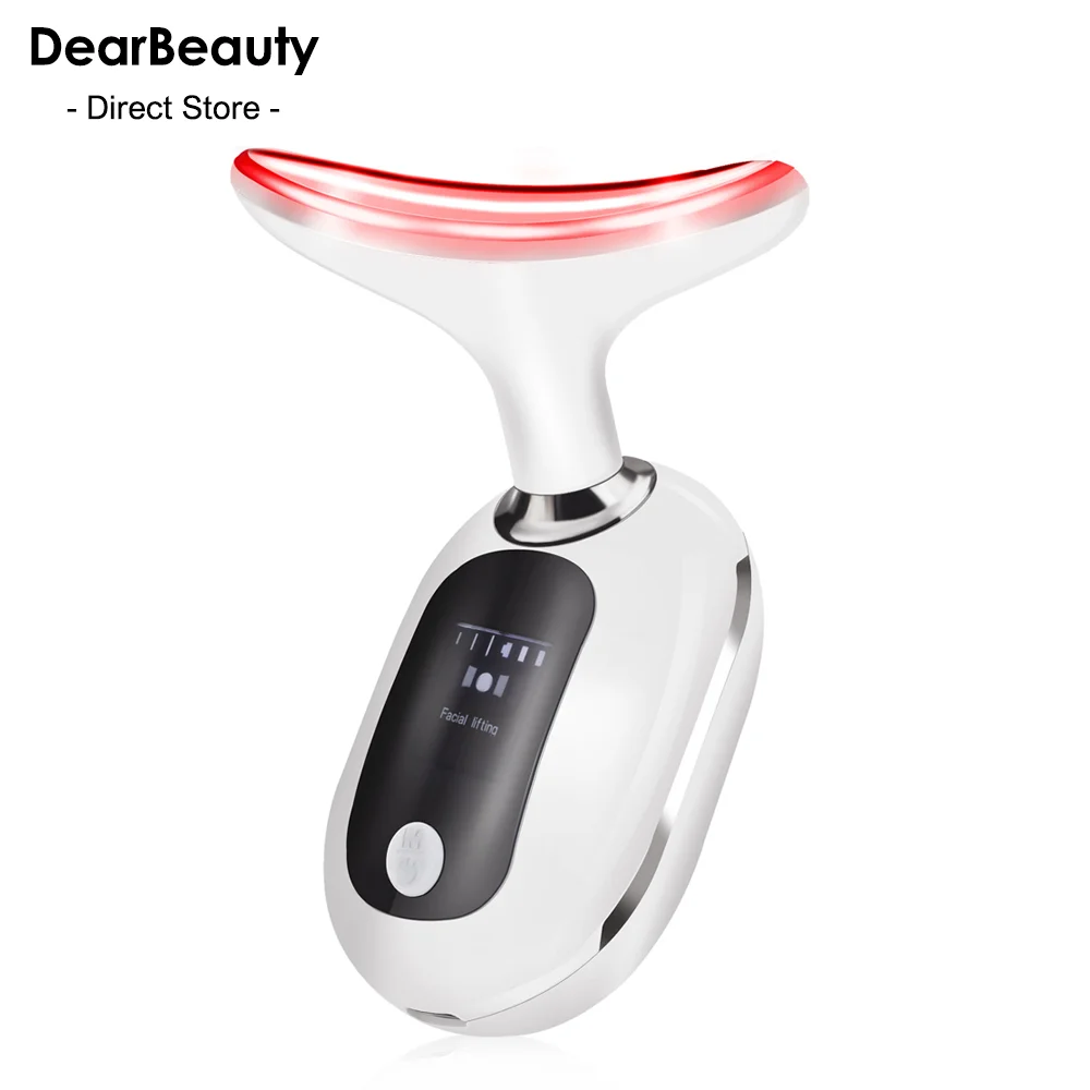 Neck Face Beauty Device 3 Colors LED Photon Therapy Facial Massager Skin Tighten Reduce Double Chin Anti Wrinkle Skin Care Tools