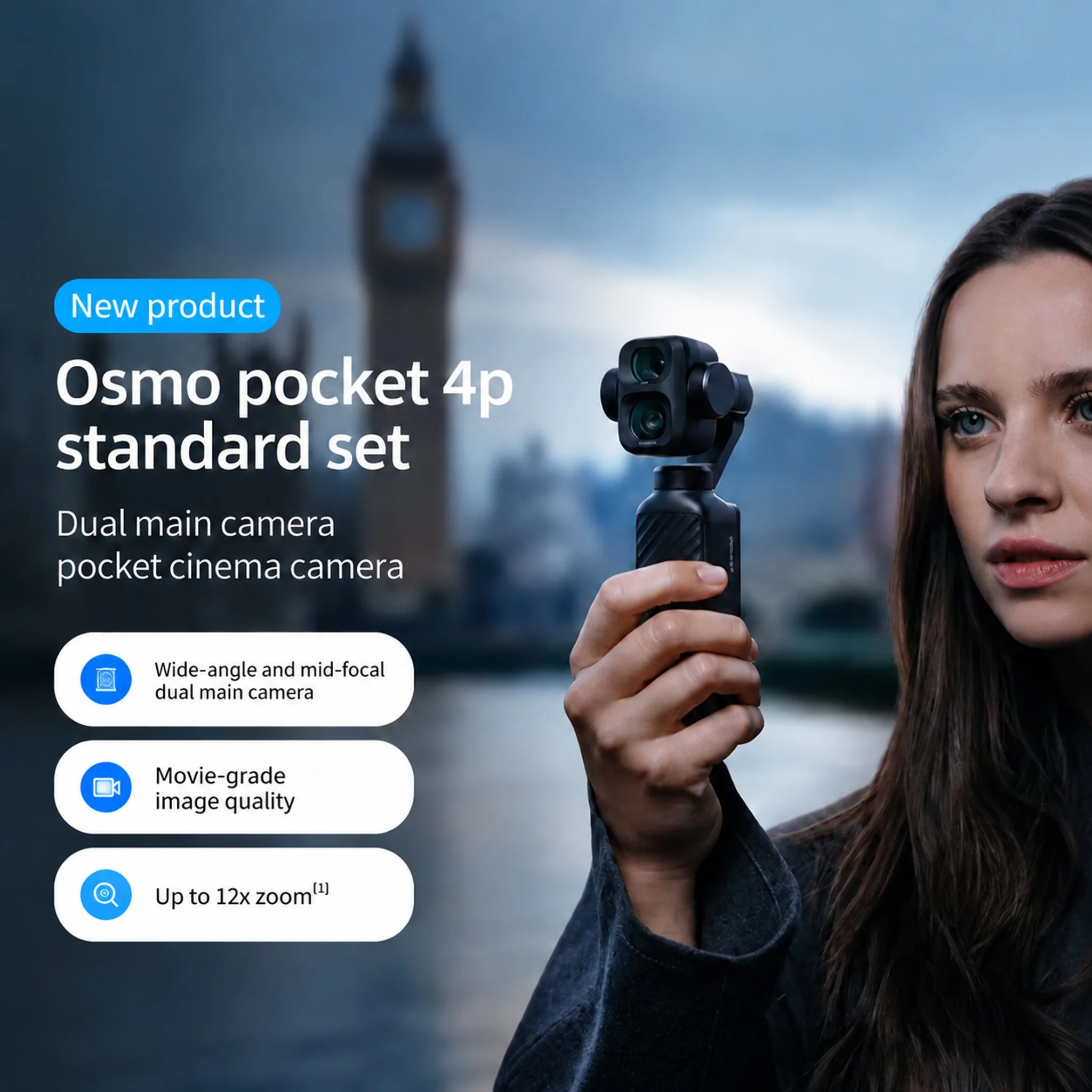 View 6 of DJI Osmo Pocket 4P Vlog Combo, 3-Axis Stabilized, 4K 60fps Pocket Camera with Built-inGimbal, Portable Vlogging Camera for Travel & Content Creation