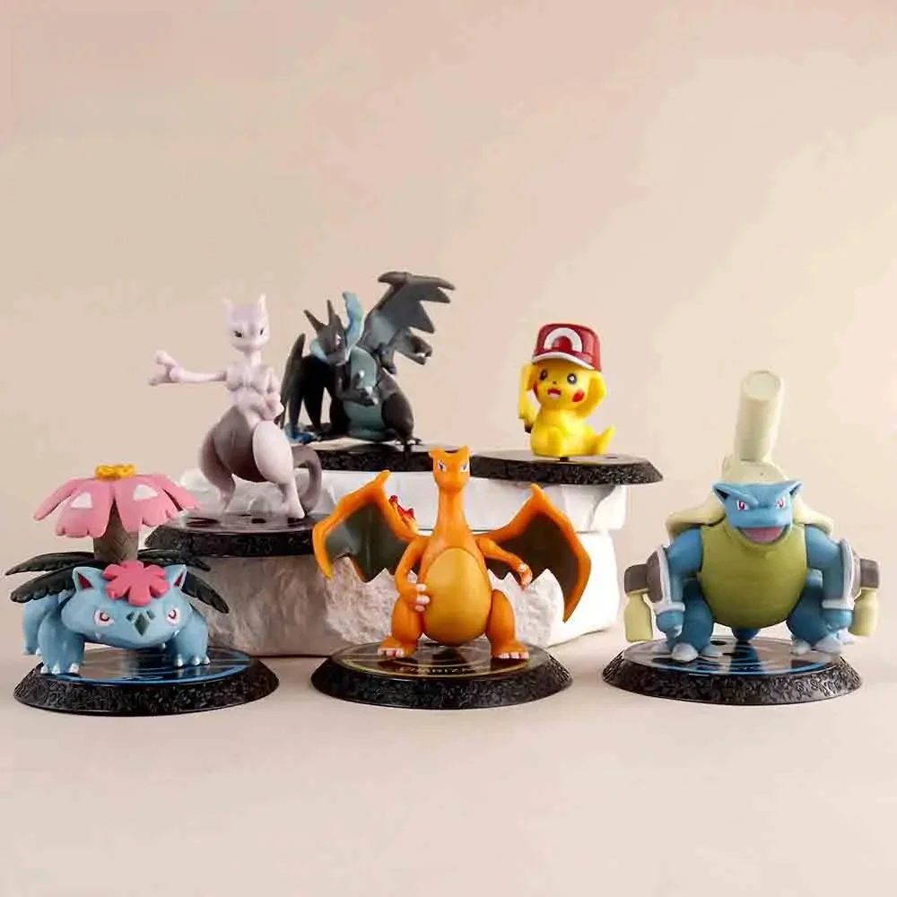 Pokemon 6 Stück/Set Anime-Figur Pikachu 6-7cm Figur Charizard Blastoise Squirtle Bulbasaur Actionfiguren Modell Spielzeug Geschenke