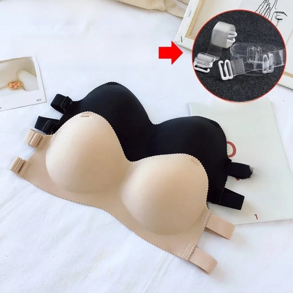 ZXBathroom-Soutien-Gorge Invisible Sans Bretelles pour Femme, Push-Up, Dos aux, Taille Libre