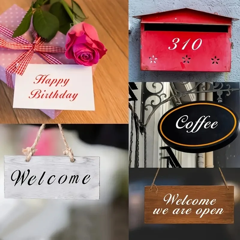 12 قطعة 8.3x5.5 بوصة استنسل الأبجدية مخطوطة مع أرقام ورموز قوالب حروف قابلة لإعادة الاستخدام لعلامات ذاتية الصنع قماش السبورة Woo