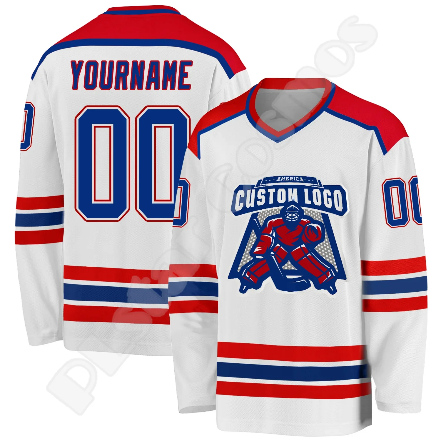 Camiseta de Hockey con nombre personalizado, Jersey colorido con logotipo del equipo y número, manga larga, Retro, Harajuku, sudaderas informales,