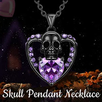 Fashion Love Skull Necklace Beautiful Purple Jewelry Heart Skull Pendant I Will Love You To The End Romantic Lover Excellent Gif