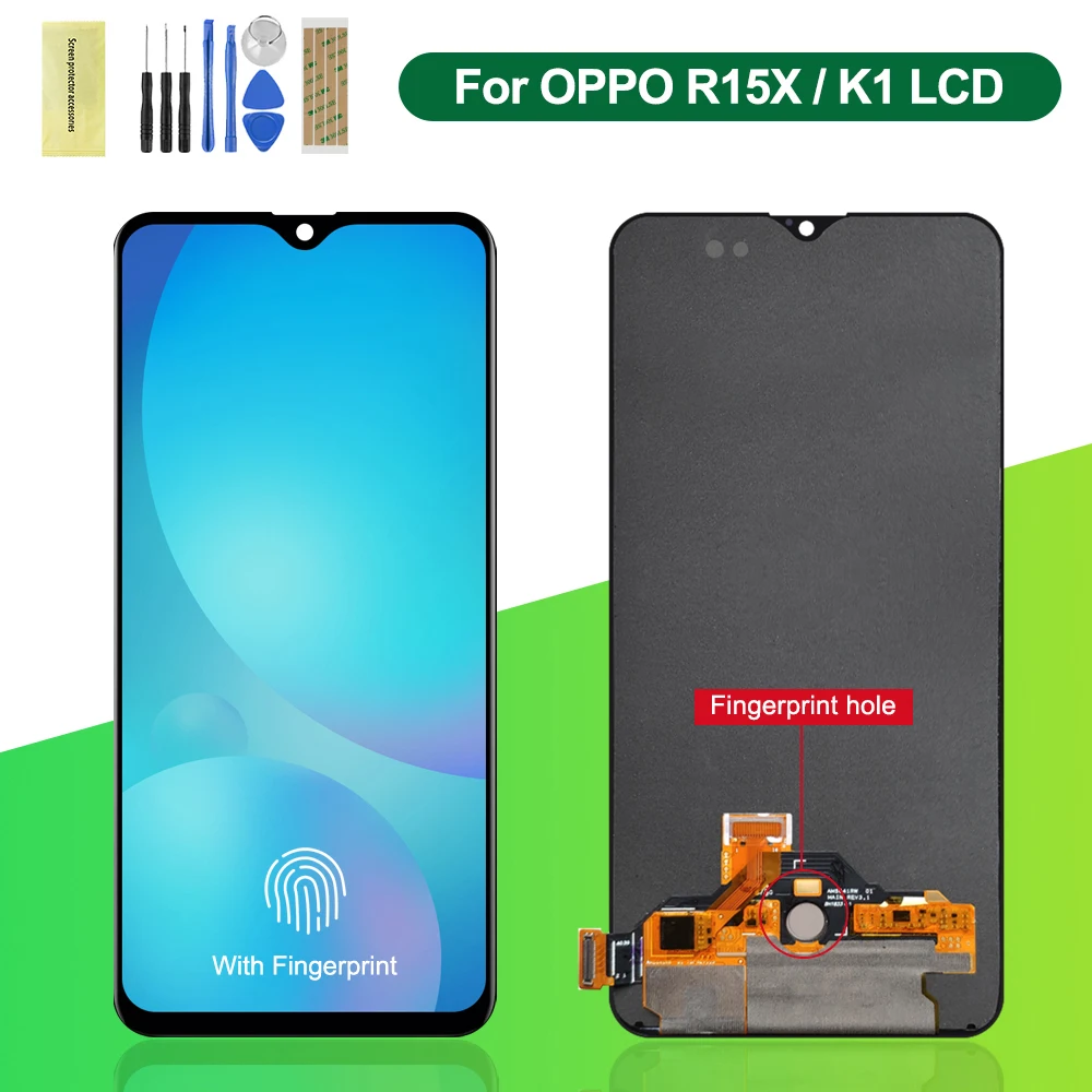 

6.4'' Super AMOLED For Oppo R15x PBCM10 PBCT10 LCD Display Screen Touch Digitizer For Oppo K1 PBCM30 Display Replacement