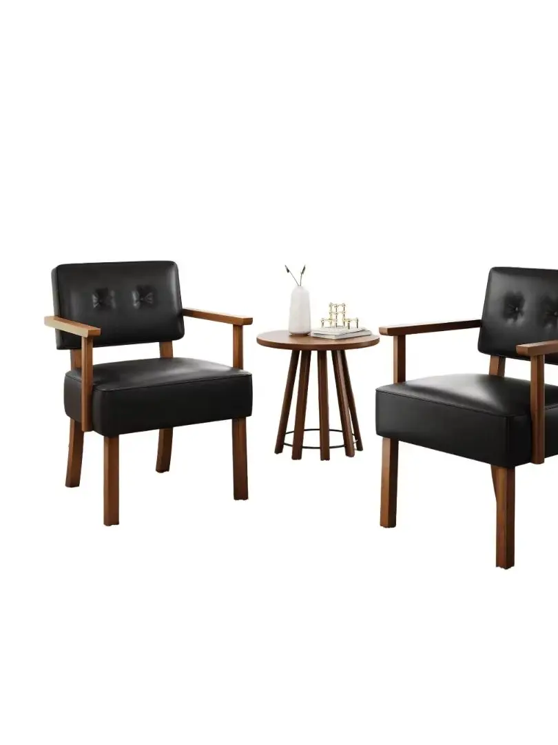 Garvee Mid-Century Modern Akzent-Sessel mit Holzrahmen und PU-Lederbezug – ideal für Wohnzimmer, Schlafzimmer, Balkon, Lesen und Entspannung, grau