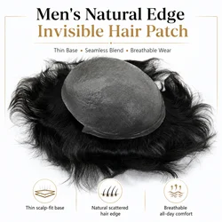 Beeos TJNG 6 inches 0.03-0.04mm Super Thin Skin Men Toupee Hair System Human Hair Protesis Capilar Hombre Pelo Humano