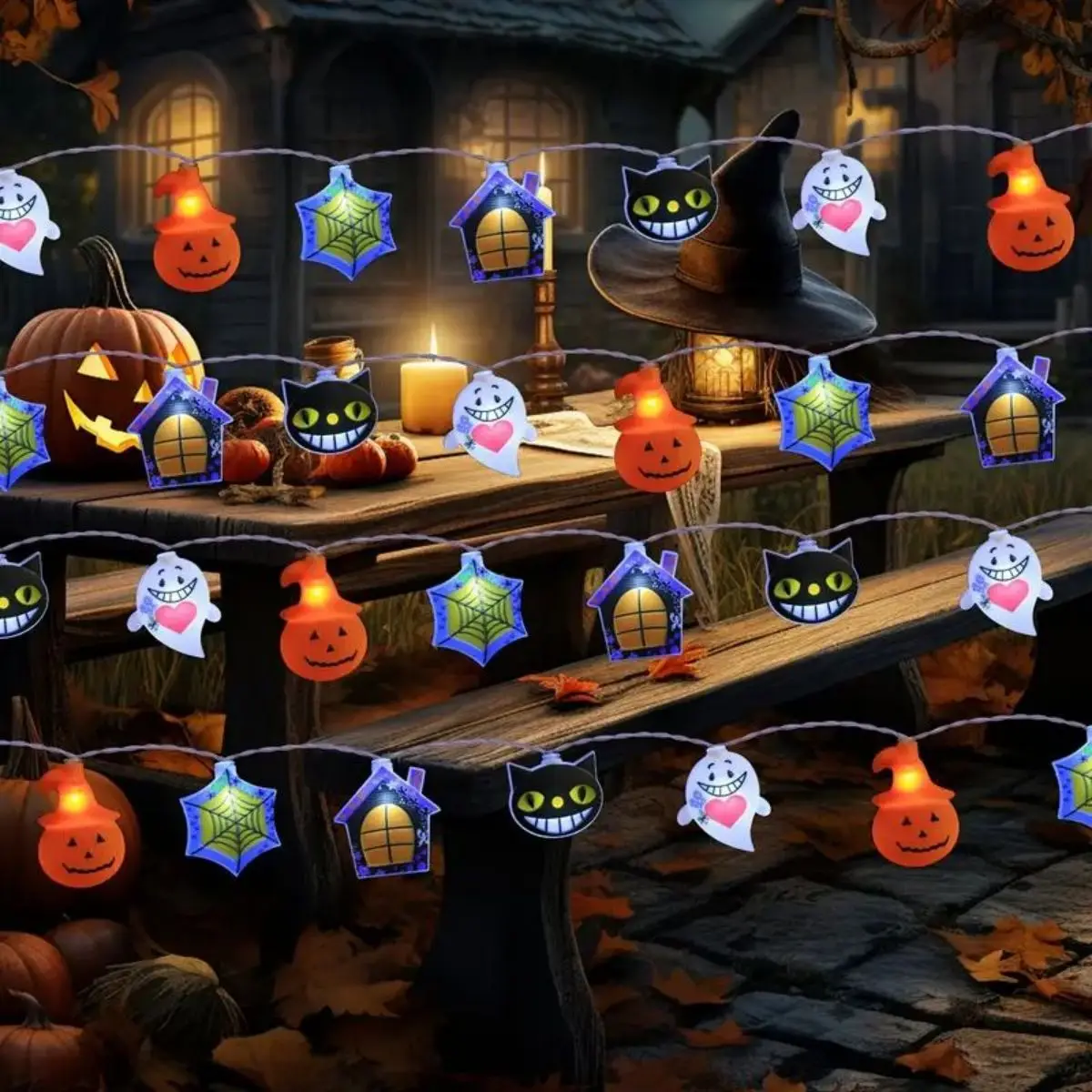 1pc LED String Lights,  Halloween Decorations, Energy-Efficient, Battery-Powered, No Plug, Perfect For Party Decor