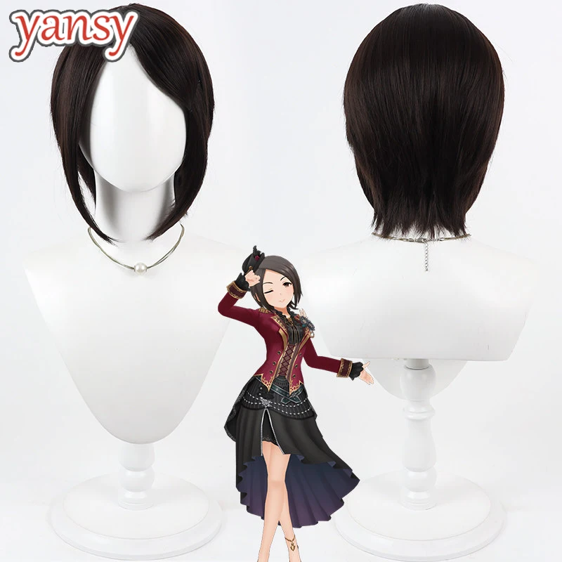 

Yansywig Synthetic Hair Ai Togo Cosplay Wigs The Idolmaster Cinderella Girls Ai Togo 30cm Straight Dark Brown Wig Heat Resistant