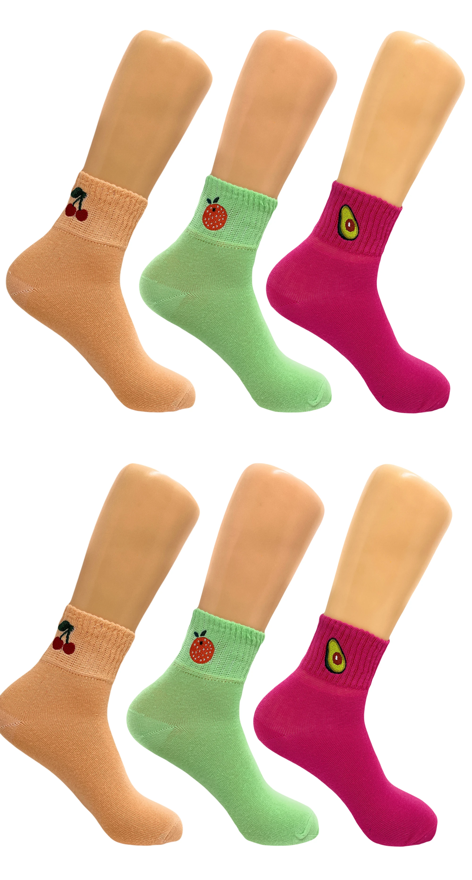 Fruit Ankle Socks for Women Cotton Mini Half Crew Socks 6 Pairs