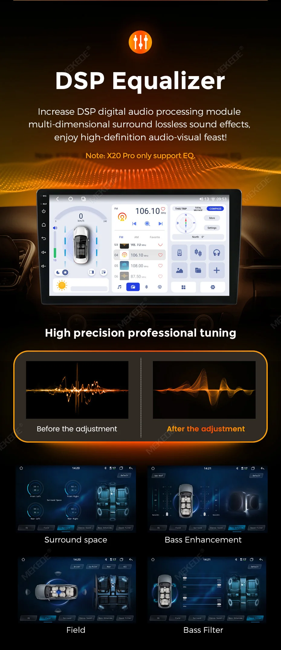 MEKEDE X20 X30 9/10 Zoll Universal Autoradio UIS7865 Kabelloses Carplay Android AUTO Navigation GPS Multimedia-Videoplayer – Detail 23