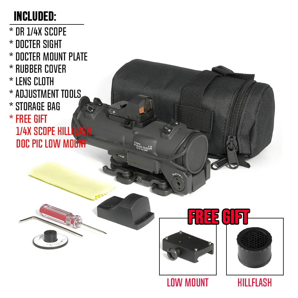 NONE DR 1-4x GEN3 Zielfernrohr Optische Teleskop Jagd Red Dot Anblick Taktische Ausrüstung Airsoft Zubehör und Ausrüstung 4