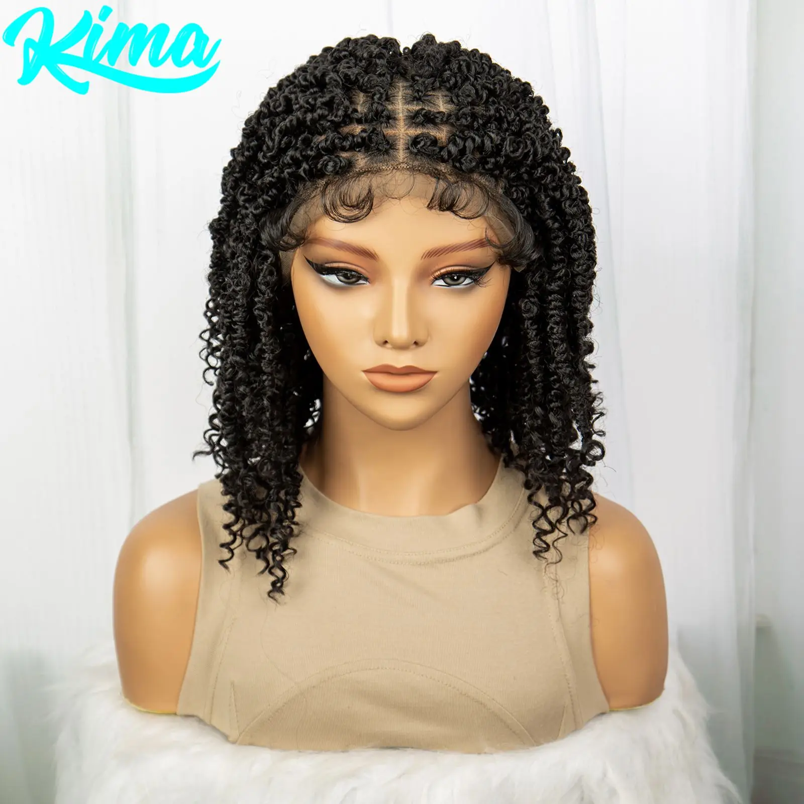 

14-дюймовый короткий синтетический Плетеный парик для черных женщин без узлов, волнистый Плетеный кружевной парик, пружинный парик с детскими волосами