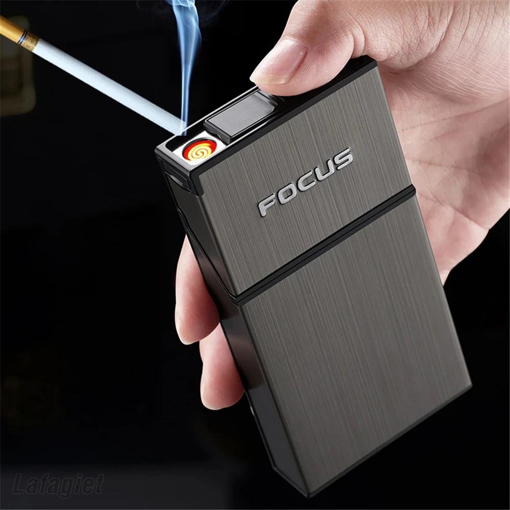 Waterproof and Pressure Resistant Slim Cigarette Box, Portable USB Coil Lighter, Electric Tungsten Filament Lighter