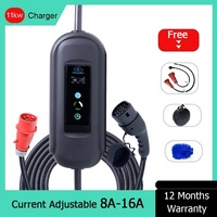 Type 2 16A 11KW  IEC 62196 Fast EV Charging Cable Portable With Current Adjustable CE For Electric Car 3 Phase