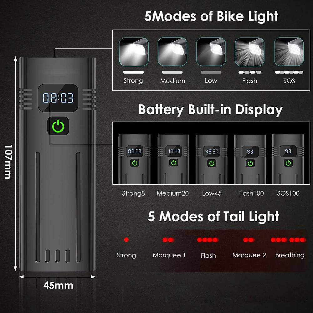 TRLIFE Upgrade 12 LEDS 10000mah Bicycle Light USB Chargeable Rainproof MTB Bike Light With 2 Holders Flashlight Bike Accessories