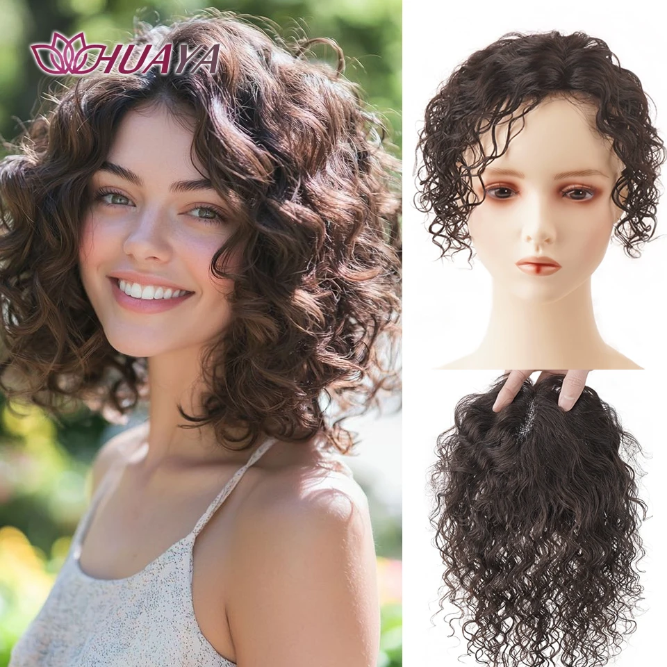 Synthetic Hair Toppers for Women Short Curly Clip In Hair Topper Wiglets with Middle part Bang Add Hair Volume Cover Gray Hair