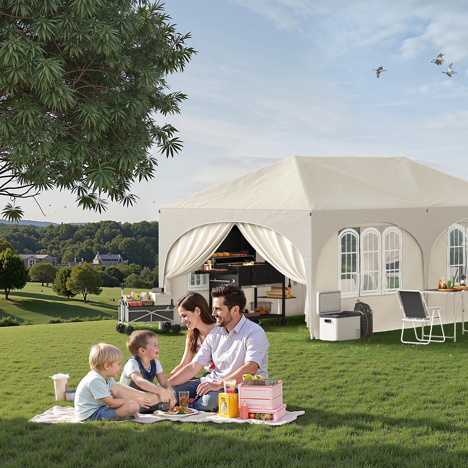 WOLTU 3x6m Gartenpavillon Faltbarer Pavillon mit 6 Seitenwänden Höhenverstellbar Wasserdicht UV-Schutz Partyzelt mit Tasche – Detail 32