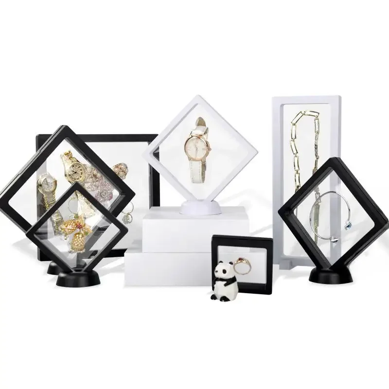 Boîte de rangement transparente et Visible pour bijoux, Film PE, boîte de rangement pour bagues, boucles d'oreilles, bracelets et colliers, boîte de rangement anti-poussière pour bijoux