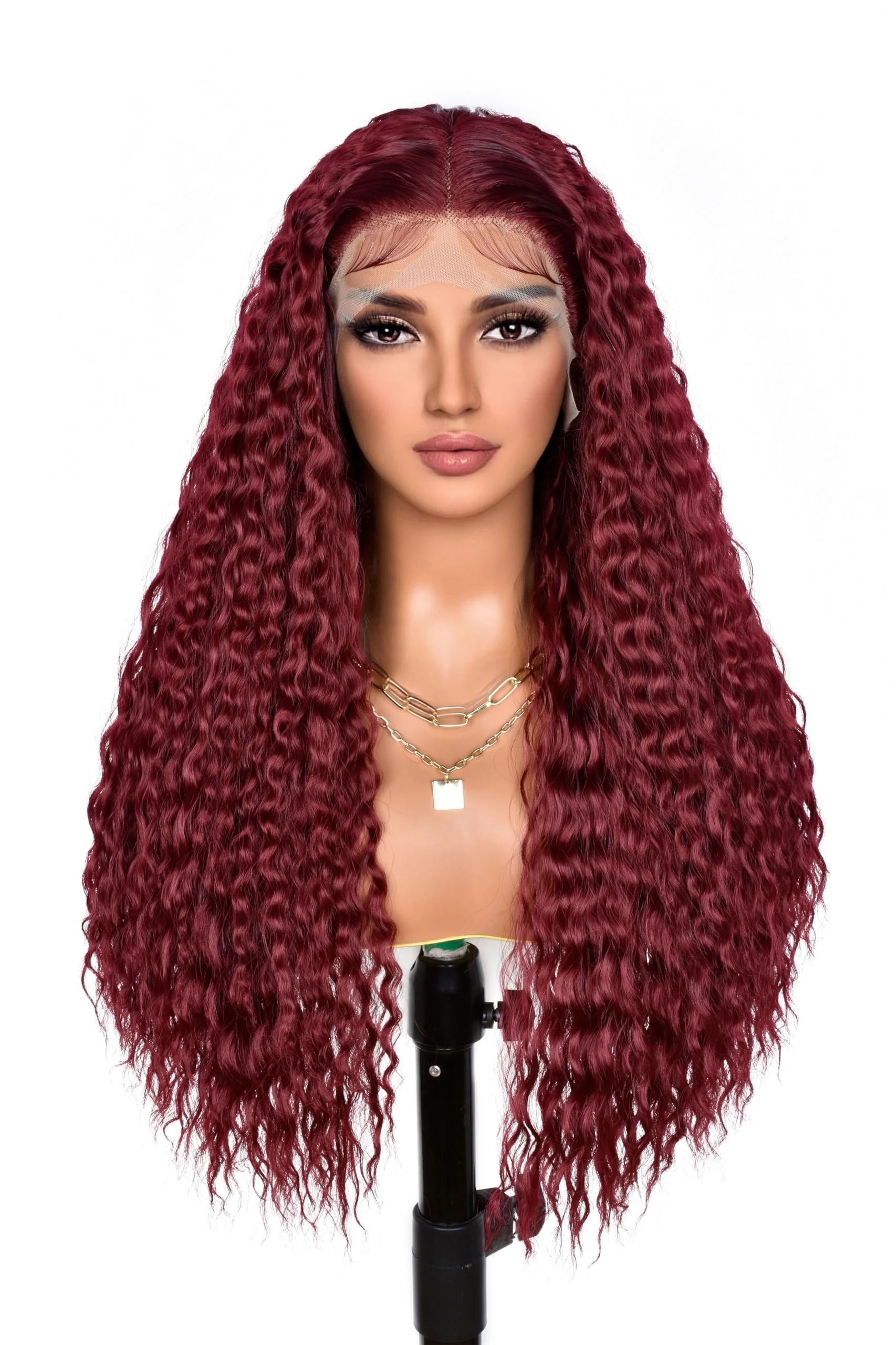 شعر مستعار برازيلي مجعد بدانتيل أمامي عالي الدقة 13 × 6 ، موجة عميقة ، 13 × 4 ، كثافة ، أحمر ، 99j