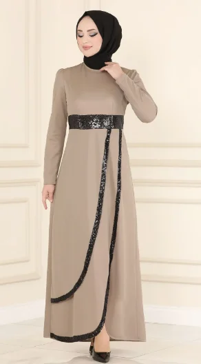 Sequin Dress e2023 Muslim suit tunic pants combination Islamic fashion casual wear made in Turkey FAs Dubai wedding ceremony