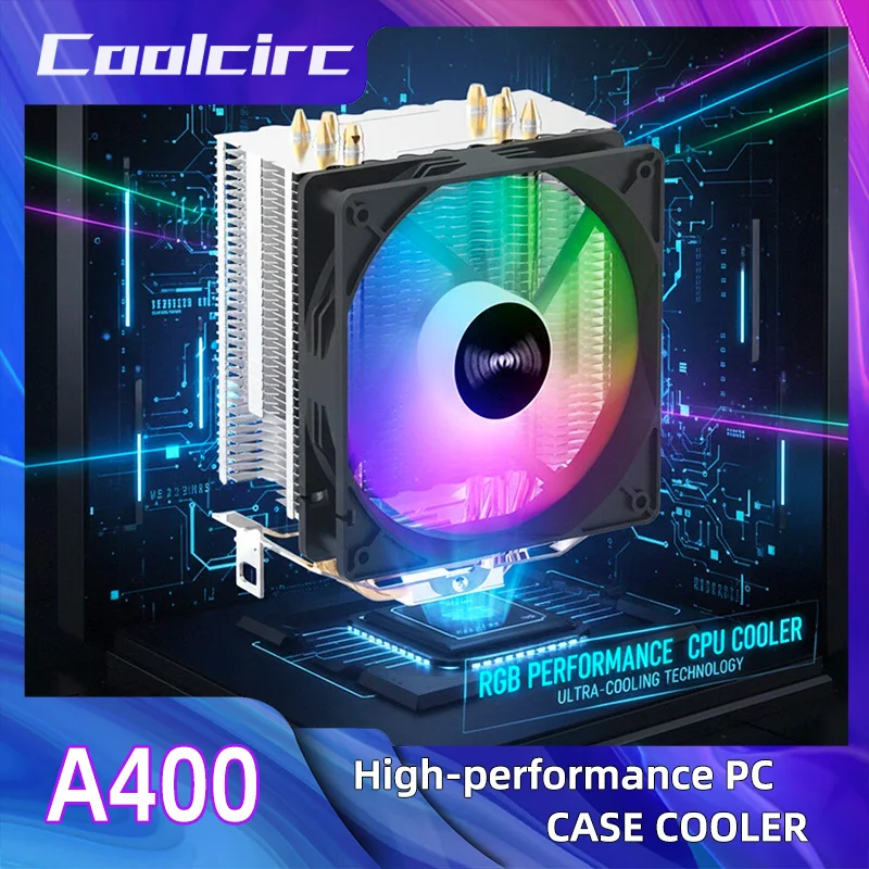 

Вентилятор охлаждения процессора COOLCIRC, тихий вентилятор, 2 тепловые трубки, радиатор для Intel LGA 115X 1700 775 1200