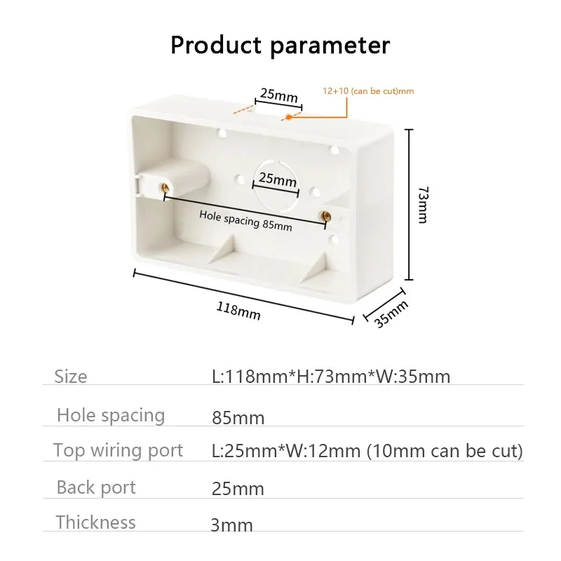 Mexico Standard Electrical Outlet Mounting box Plastic Enclosure LATAM Wall Surface Switch Socket Plug Safe Instal External box